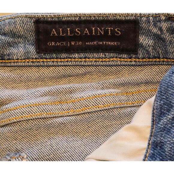 AllSaints Jeans Womens 30 Blue Grace Ankle Zip Mid Rise Ankle Skinny Urban Y2K - Picture 3 of 15